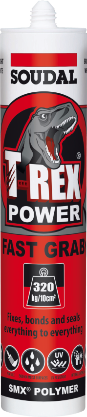 SOUDAL T-REX POWER FAST GRAB 600ML - STEEL GREY 